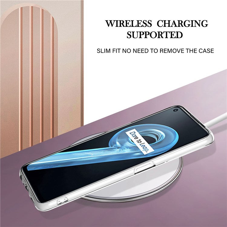 For Realme 9i/Oppo A76/A36 YB IMD Series-1 Anti-dirt Soft TPU Case Electroplating Edge IMD Marble Floral Pattern Support Wireless Charging Shell - Milky Way Marble Blue