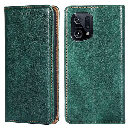 Shockproof Wallet Case for Oppo Find X5 Anti-drop PU Leather Folio Flip Cover Magnetic Closure Phone Protector with Stand - Green