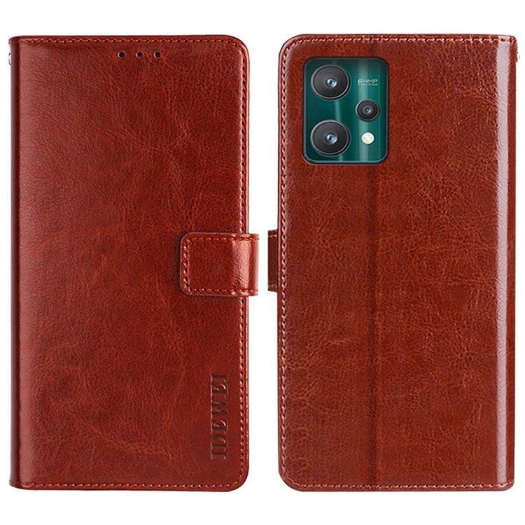 IDEWEI For Realme 9 Pro 5G / 9 5G / V25 Anti-scratch Crazy Horse Texture Protective Cover Phone Bag Case PU Leather Stand Wallet Phone Shell - Brown