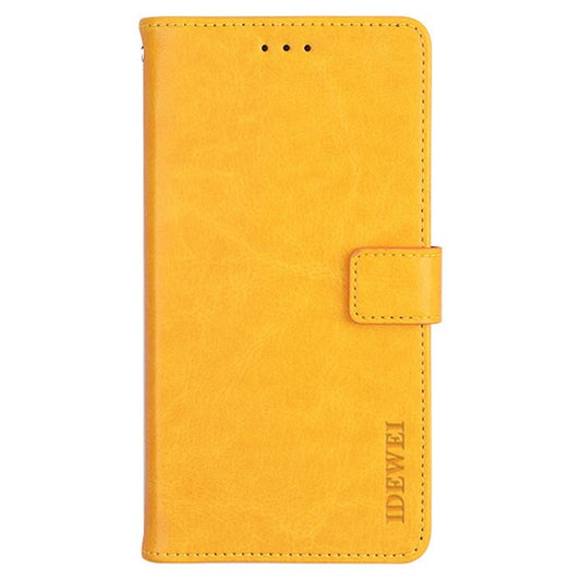 IDEWEI For Realme 9 Pro 5G / 9 5G / V25 Anti-scratch Crazy Horse Texture Protective Cover Phone Bag Case PU Leather Stand Wallet Phone Shell - Yellow