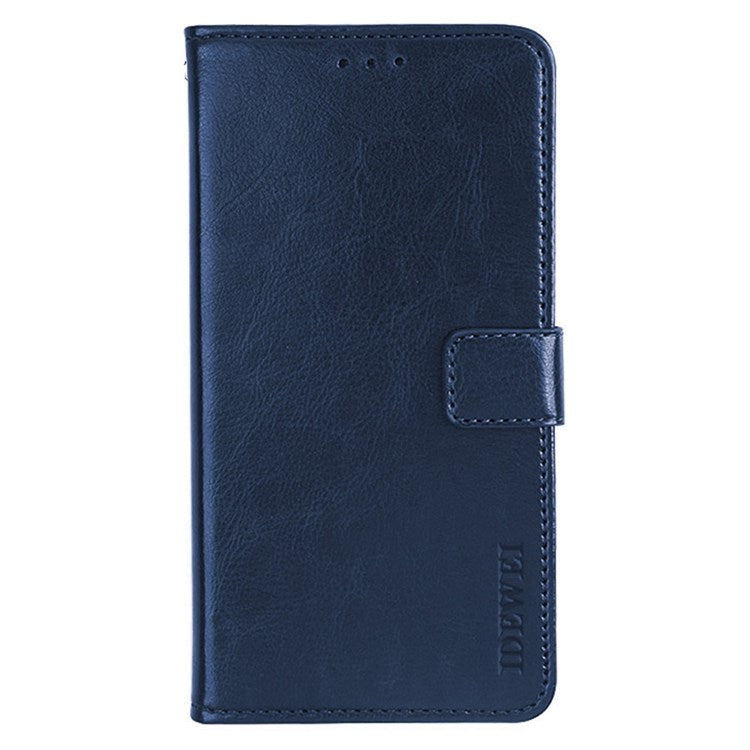 IDEWEI For Realme C35 Crazy Horse Textured Phone Case Bag PU Leather Stand Wallet Phone Cover - Dark Blue