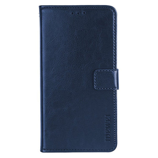 IDEWEI For Realme C35 Crazy Horse Textured Phone Case Bag PU Leather Stand Wallet Phone Cover - Dark Blue