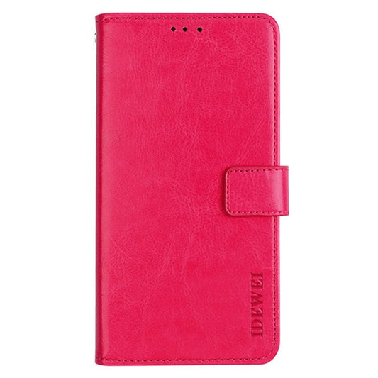 IDEWEI For Realme C35 Crazy Horse Textured Phone Case Bag PU Leather Stand Wallet Phone Cover - Rose