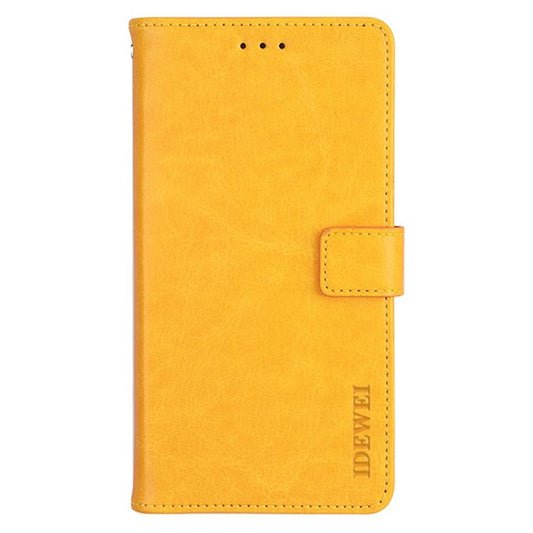 IDEWEI For Realme C35 Crazy Horse Textured Phone Case Bag PU Leather Stand Wallet Phone Cover - Yellow