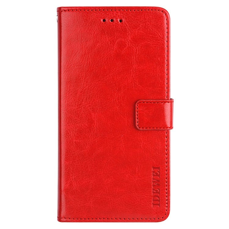 IDEWEI for Realme 9 Pro 5G / 9 5G / V25 PU Leather + TPU Bump Proof Folio Flip Crazy Horse Texture Stand Phone Shell with Wallet - Red