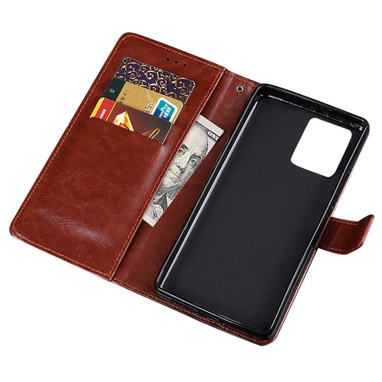 IDEWEI for Realme 9 Pro+ PU Leather + TPU Anti-scratch Protection Folio Flip Crazy Horse Texture Stand Phone Shell with Wallet - Brown