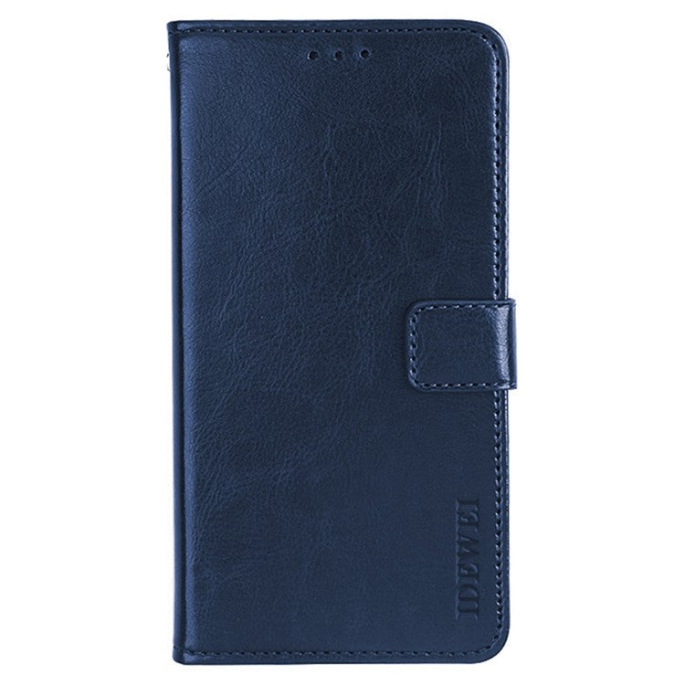 IDEWEI for Realme 9 Pro+ PU Leather + TPU Anti-scratch Protection Folio Flip Crazy Horse Texture Stand Phone Shell with Wallet - Dark Blue