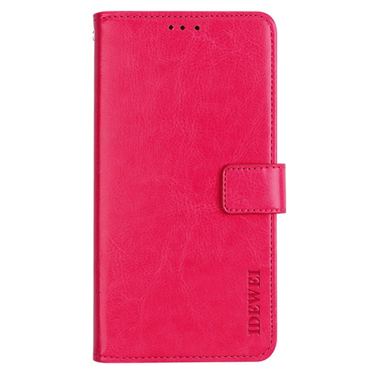 IDEWEI for Realme 9 Pro+ PU Leather + TPU Anti-scratch Protection Folio Flip Crazy Horse Texture Stand Phone Shell with Wallet - Rose