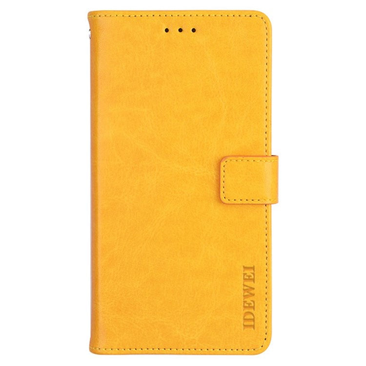 IDEWEI for Realme 9 Pro+ PU Leather + TPU Anti-scratch Protection Folio Flip Crazy Horse Texture Stand Phone Shell with Wallet - Yellow