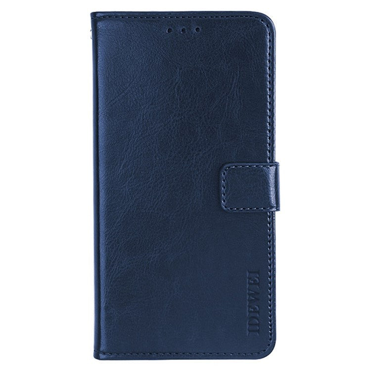 IDEWEI for Realme 9i/Oppo A36/A76 Crazy Horse Textured Leather Folio Cover Magnetic Closure Full Protection Stand Book Design Phone Wallet Flip Case - Dark Blue