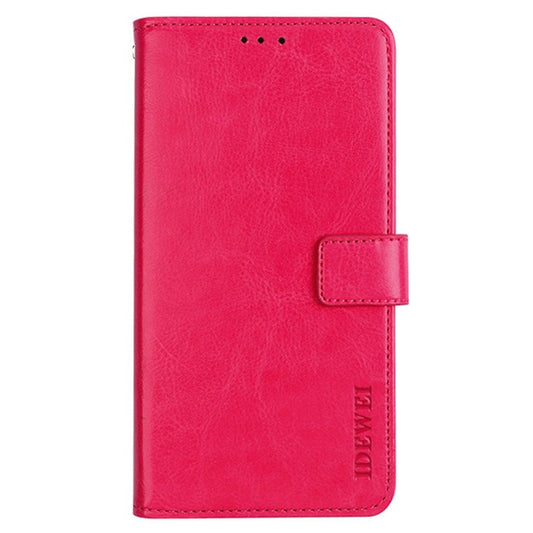 IDEWEI for Realme 9i/Oppo A36/A76 Crazy Horse Textured Leather Folio Cover Magnetic Closure Full Protection Stand Book Design Phone Wallet Flip Case - Rose
