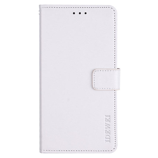 IDEWEI for Realme 9i/Oppo A36/A76 Crazy Horse Textured Leather Folio Cover Magnetic Closure Full Protection Stand Book Design Phone Wallet Flip Case - White