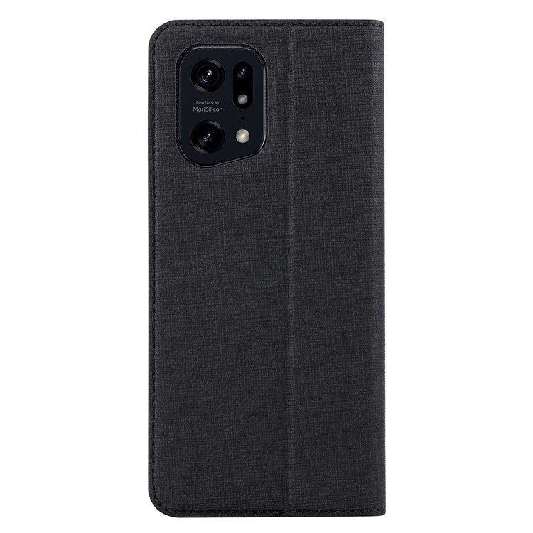 VILI DMX Series for Oppo Find X5 Pro Card Holder PU Leather Phone Case Shockproof Stand Protective Cover - Black