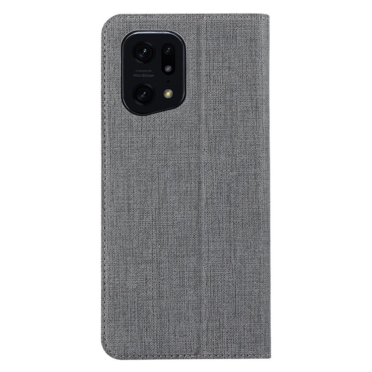 VILI DMX Series for Oppo Find X5 Pro Card Holder PU Leather Phone Case Shockproof Stand Protective Cover - Grey