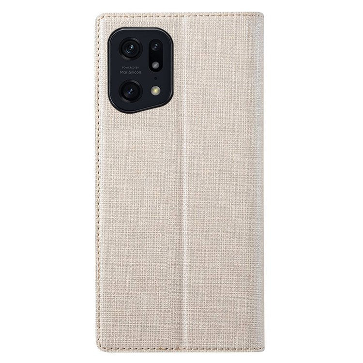 VILI DMX Series for Oppo Find X5 Pro Card Holder PU Leather Phone Case Shockproof Stand Protective Cover - Khaki