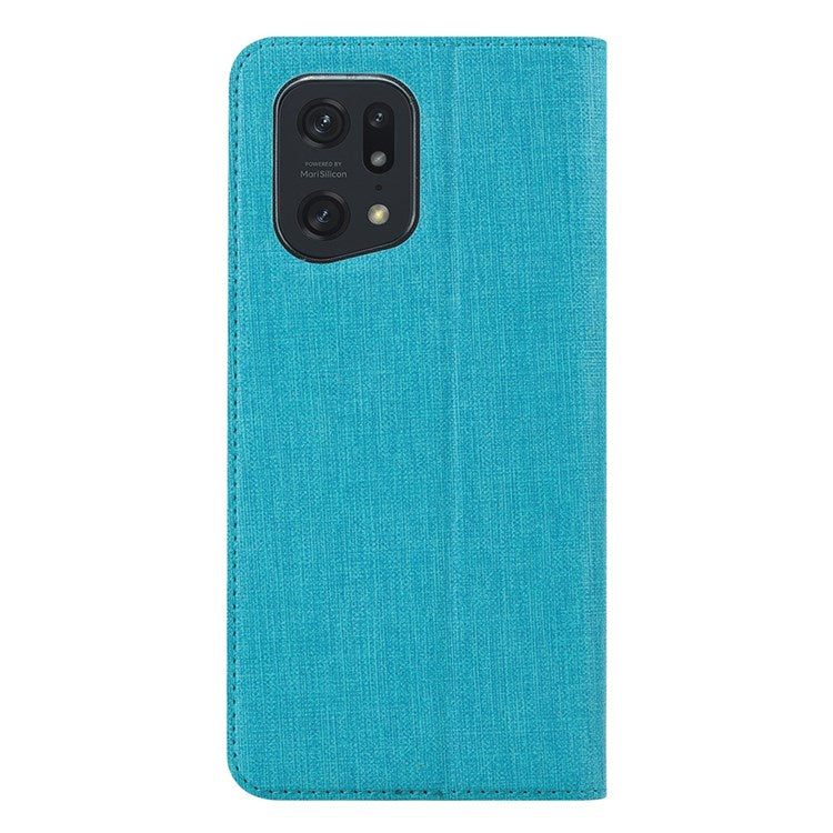 VILI DMX Series for Oppo Find X5 Pro Card Holder PU Leather Phone Case Shockproof Stand Protective Cover - Blue