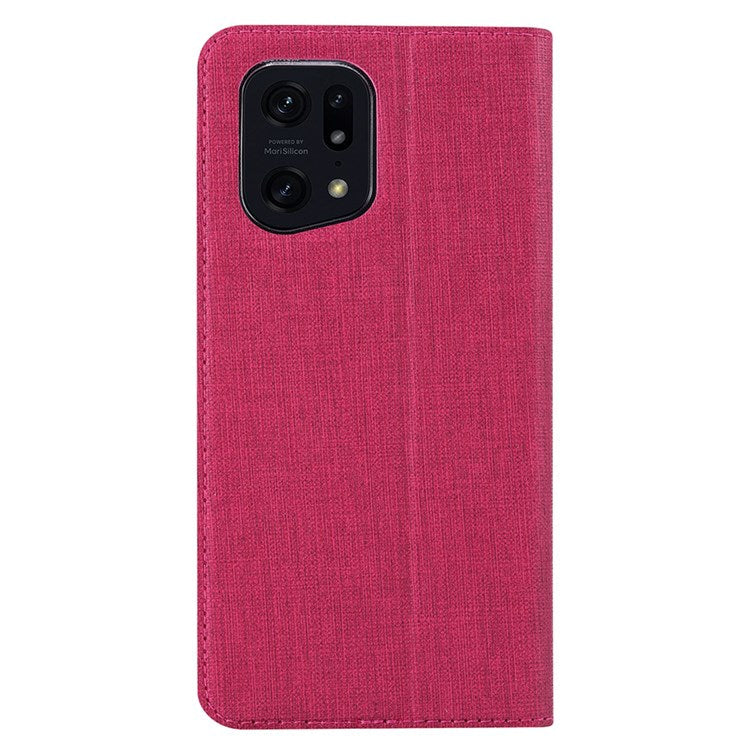 VILI DMX Series for Oppo Find X5 Pro Card Holder PU Leather Phone Case Shockproof Stand Protective Cover - Rose