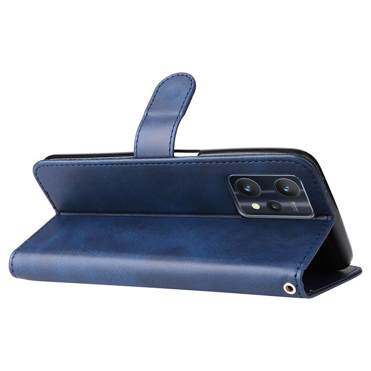 For Realme 9 Pro 5G / 9 5G / V25 Wallet Case PU Leather Magnetic Flip Zipper Stand Protective Phone Cover - Blue