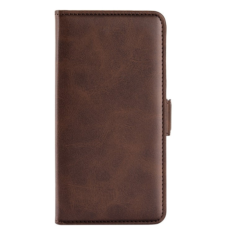 For Realme C31 4G Textured PU Leather Case Dual Magnetic Clasp Wallet Stand Shockproof Phone Case - Brown