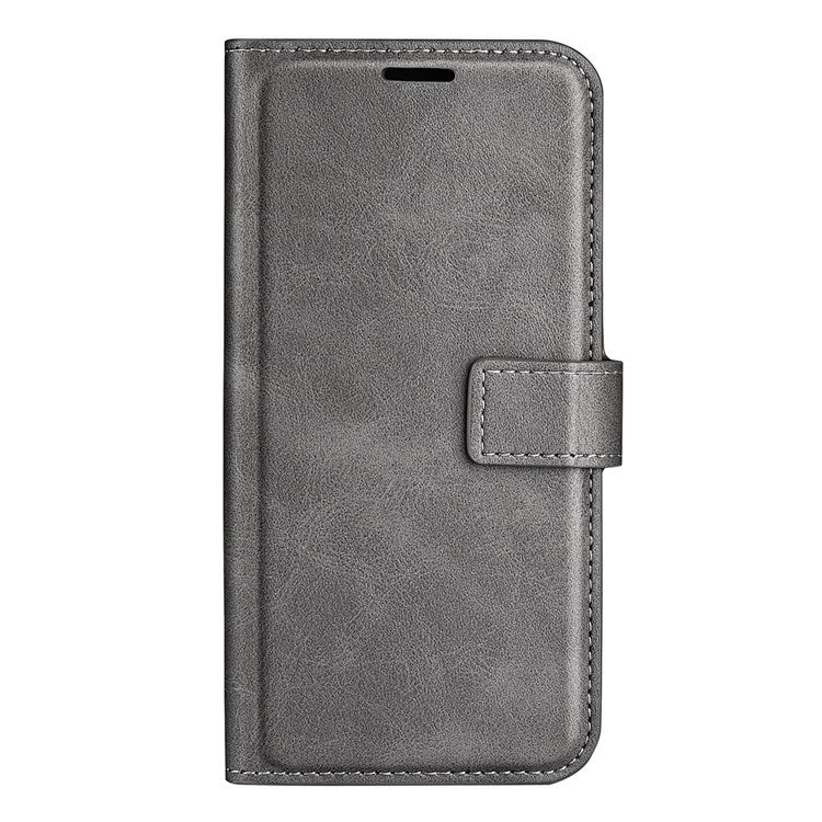Textured PU Leather Stand Phone Case for Realme C31 4G, Square Magnetic Clasp Wallet Shell - Grey