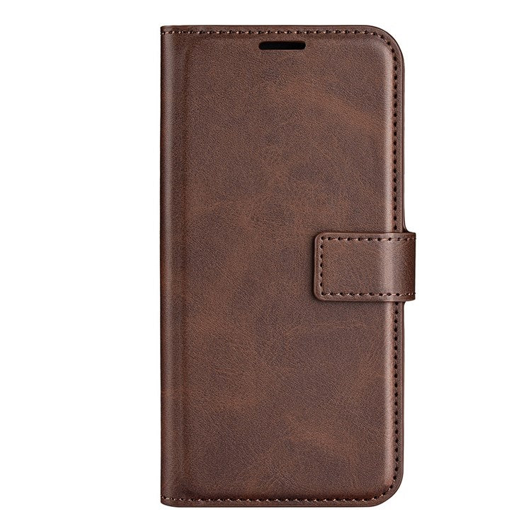 Textured PU Leather Stand Phone Case for Realme C31 4G, Square Magnetic Clasp Wallet Shell - Brown