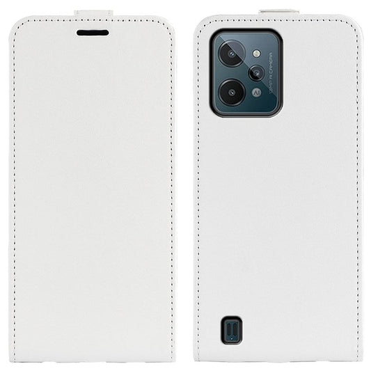 Vertical Flip Leather Cover for Realme C31 4G, Crazy Horse Texture Card Holder Protective Case - White
