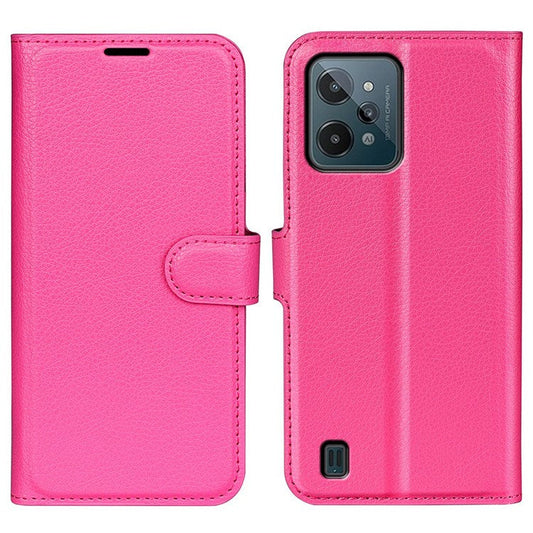 For Realme C31 4G Litchi Texture Stand Wallet Phone Cover PU Leather Case - Rose