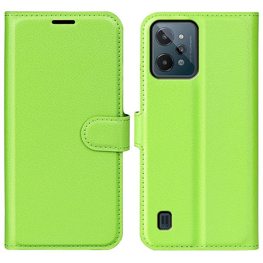 For Realme C31 4G Litchi Texture Stand Wallet Phone Cover PU Leather Case - Green