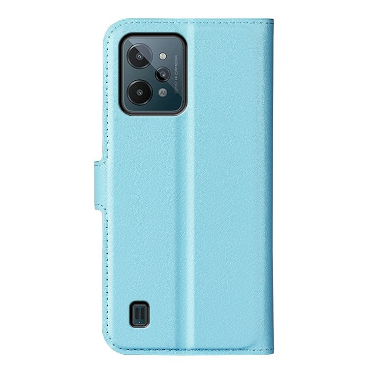For Realme C31 4G Litchi Texture Stand Wallet Phone Cover PU Leather Case - Blue