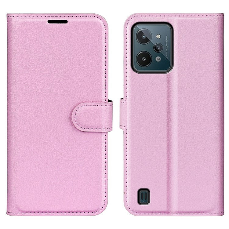For Realme C31 4G Litchi Texture Stand Wallet Phone Cover PU Leather Case - Pink