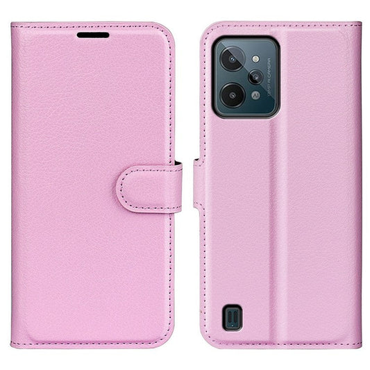 For Realme C31 4G Litchi Texture Stand Wallet Phone Cover PU Leather Case - Pink