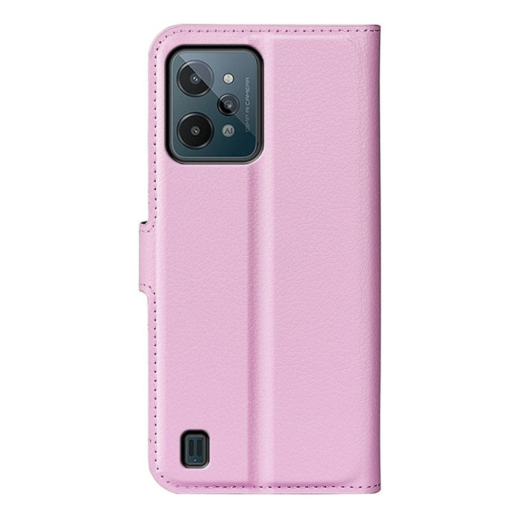 For Realme C31 4G Litchi Texture Stand Wallet Phone Cover PU Leather Case - Pink