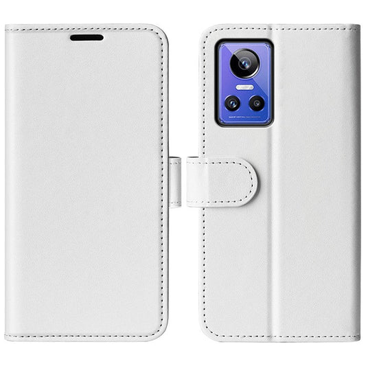 For Realme GT Neo3 Shockproof Crazy Horse Texture Case PU Leather Wallet Stand Protective Phone Cover - White