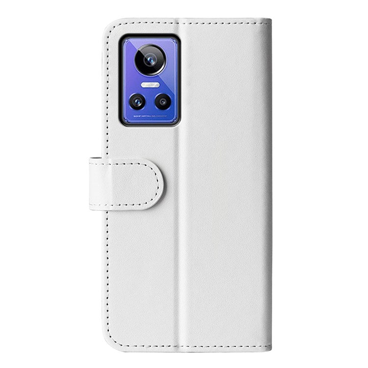 For Realme GT Neo3 Shockproof Crazy Horse Texture Case PU Leather Wallet Stand Protective Phone Cover - White