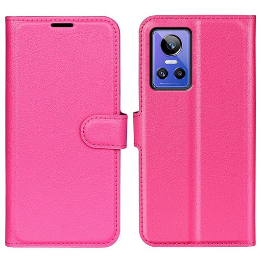 For Realme GT Neo3 Litchi Texture Shockproof Phone Case TPU + PU Leather Stand Wallet Cover - Rose