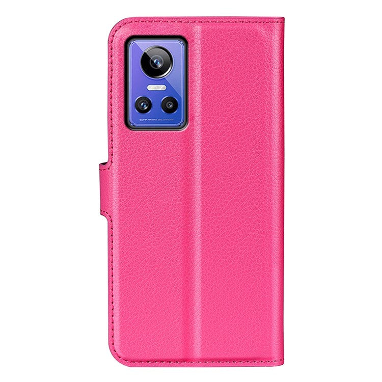 For Realme GT Neo3 Litchi Texture Shockproof Phone Case TPU + PU Leather Stand Wallet Cover - Rose