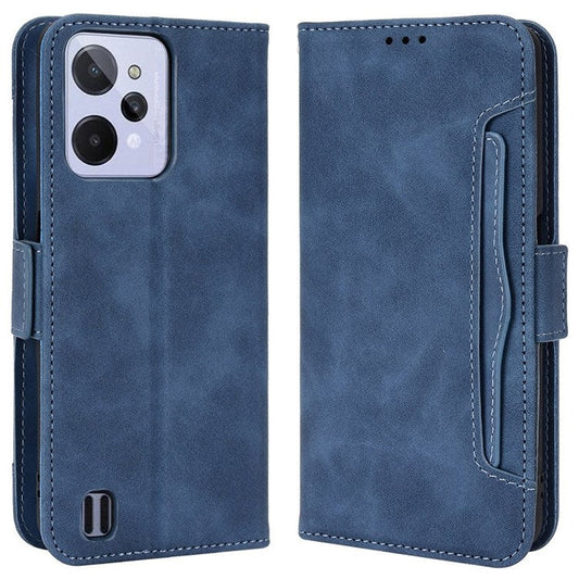 For Realme C31 Multiple Card Slots PU Leather Stand Case Shockproof Folio Flip Wallet Protective Cover - Blue