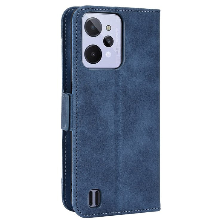 For Realme C31 Multiple Card Slots PU Leather Stand Case Shockproof Folio Flip Wallet Protective Cover - Blue