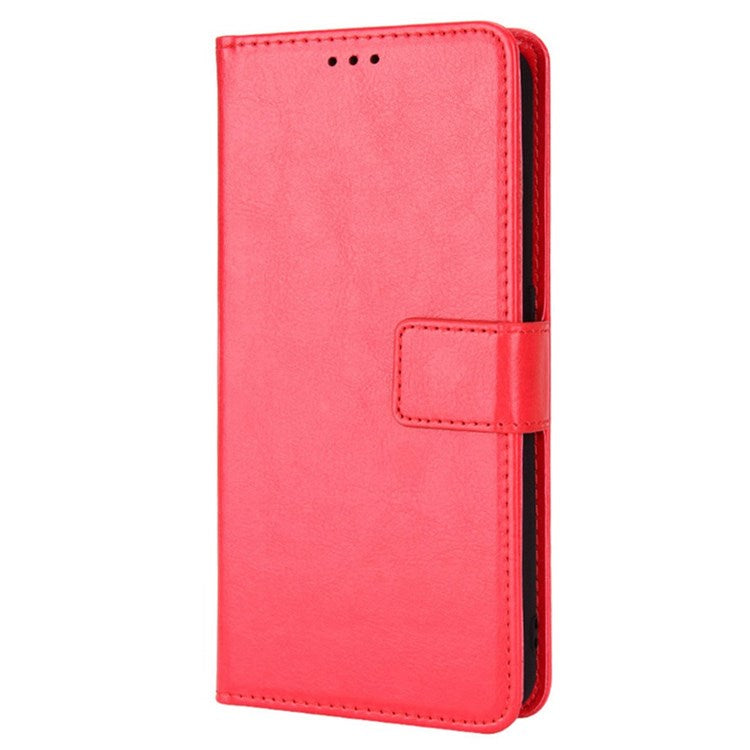For Realme C31 PU Leather Viewing Stand Wallet Case Crazy Horse Texture Phone Shell - Red