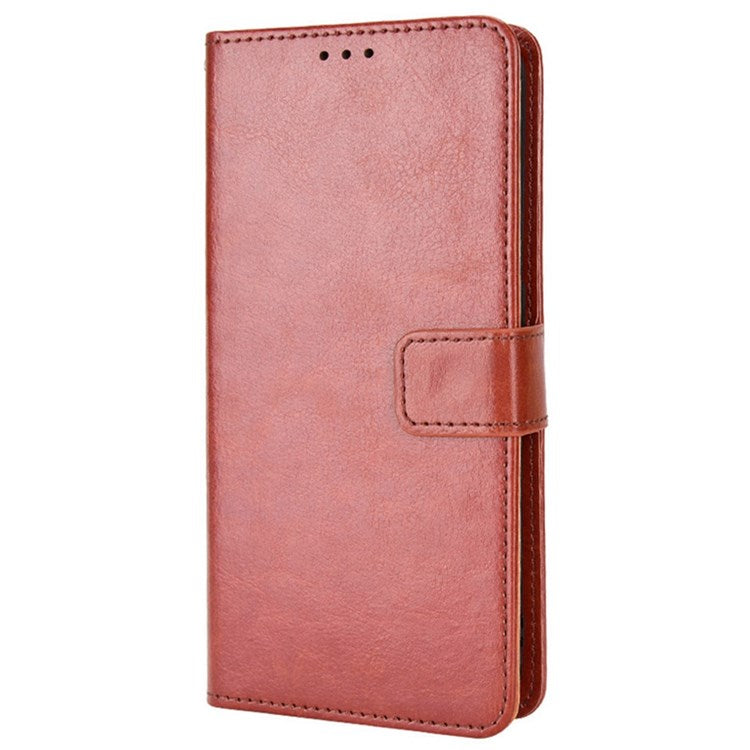 For Realme C31 PU Leather Viewing Stand Wallet Case Crazy Horse Texture Phone Shell - Brown