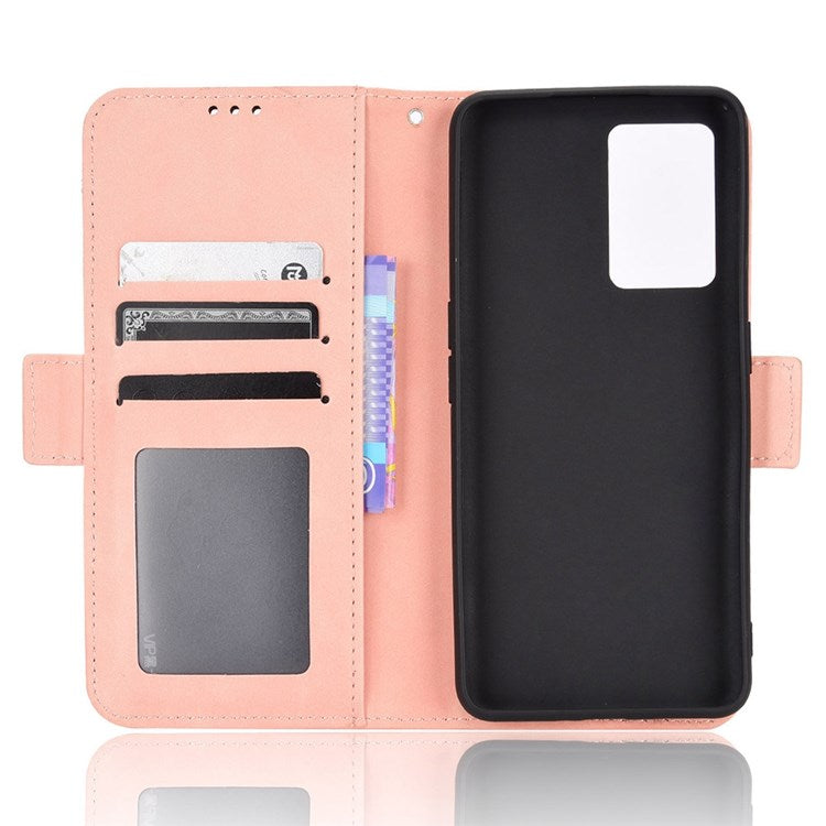 For Realme GT Neo3 Multiple Card Slots PU Leather Anti-scratch Wallet Case Mobile Phone Stand Cover - Pink