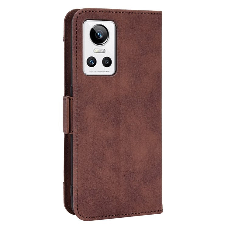 For Realme GT Neo3 Multiple Card Slots PU Leather Anti-scratch Wallet Case Mobile Phone Stand Cover - Brown