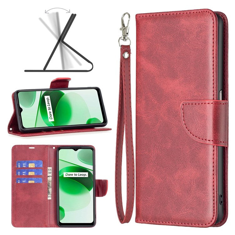 BF Leather Series-4 for Realme C35 PU Leather Folio Flip Wallet Protective Cover Stand Phone Case - Red