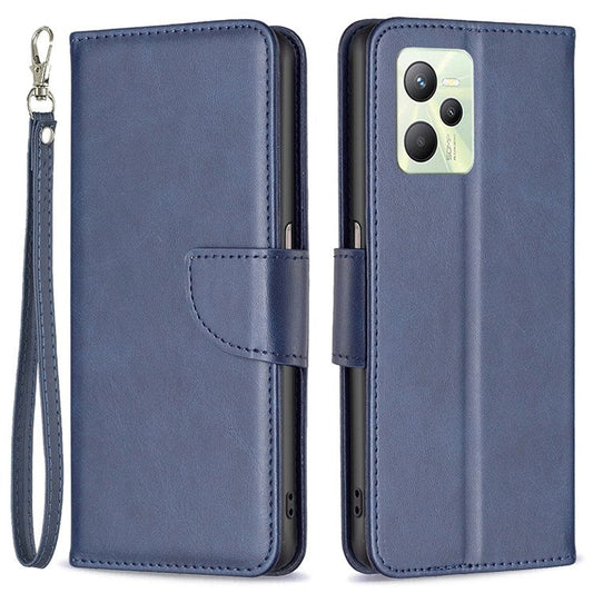 BF Leather Series-4 for Realme C35 PU Leather Folio Flip Wallet Protective Cover Stand Phone Case - Blue