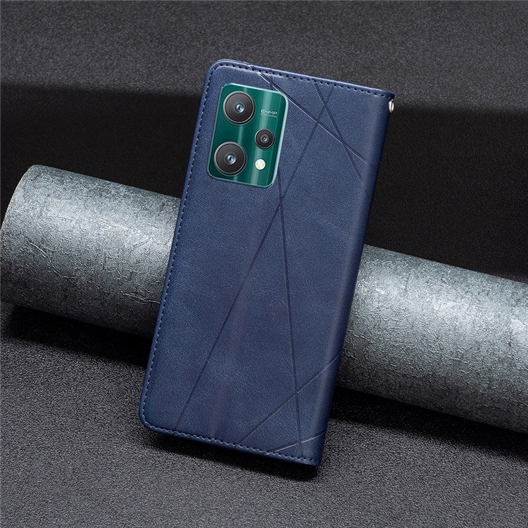 BF Imprinting Pattern Series-1 for Realme 9 Pro 5G / 9 5G / V25 Fully Wrapped Imprinted Pattern Phone Cover Card Slot PU Leather Stand Case - Blue