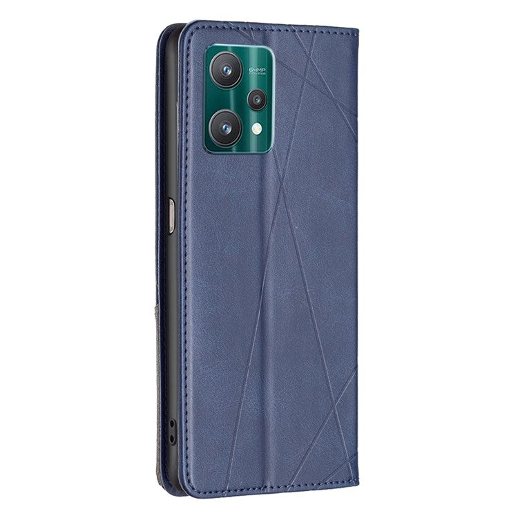 BF Imprinting Pattern Series-1 for Realme 9 Pro 5G / 9 5G / V25 Fully Wrapped Imprinted Pattern Phone Cover Card Slot PU Leather Stand Case - Blue