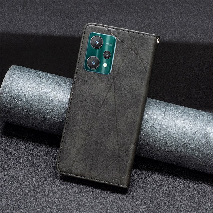 BF Imprinting Pattern Series-1 for Realme 9 Pro 5G / 9 5G / V25 Fully Wrapped Imprinted Pattern Phone Cover Card Slot PU Leather Stand Case - Black