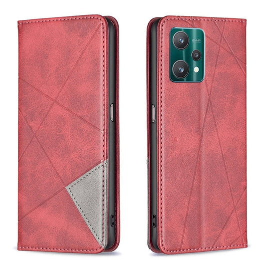 BF Imprinting Pattern Series-1 for Realme 9 Pro 5G / 9 5G / V25 Fully Wrapped Imprinted Pattern Phone Cover Card Slot PU Leather Stand Case - Red