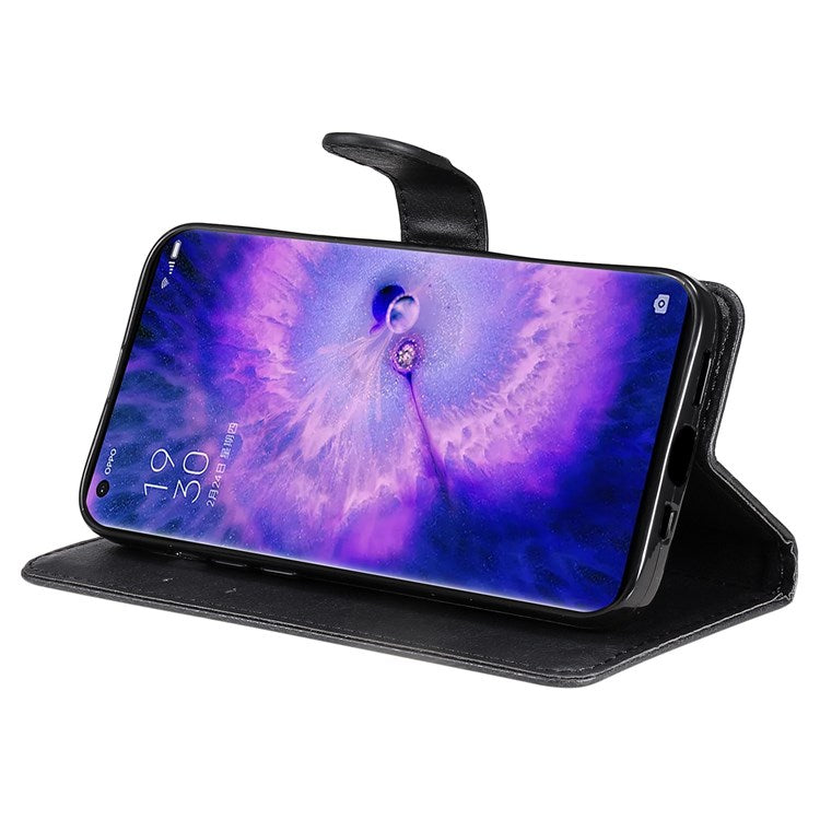 KT Leather Series-2 for Oppo Find X5 Pro PU Leather Detachable Wrist Strap Wallet Case Stand Feature Anti-Scratch Protective Phone Cover - Black