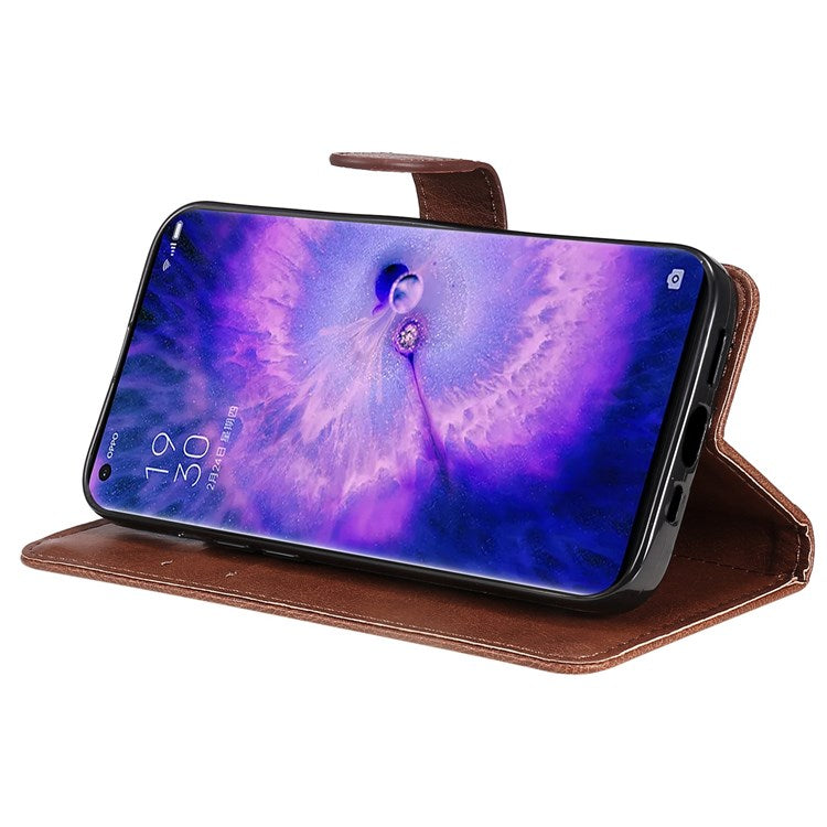 KT Leather Series-2 for Oppo Find X5 Pro PU Leather Detachable Wrist Strap Wallet Case Stand Feature Anti-Scratch Protective Phone Cover - Brown